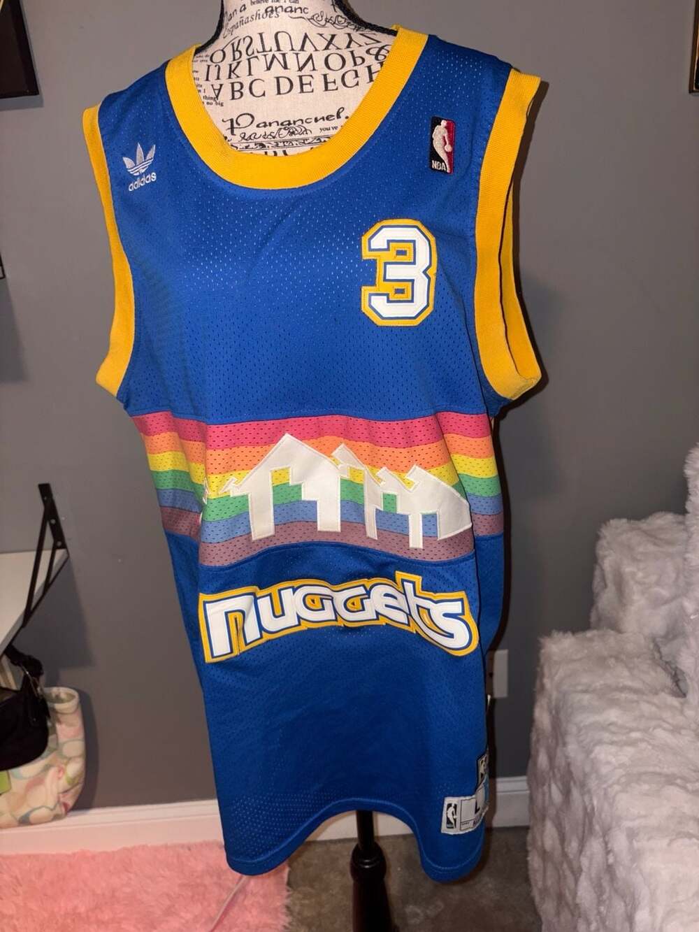 Adidas Hardwood Classics Allen Iverson Denver Nuggets Rainbow Skyline Jersey Siz